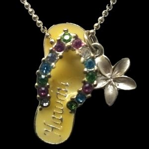 HAWAII MULTI COLORED FLIP FLOP AND FLOWER NECKLACE